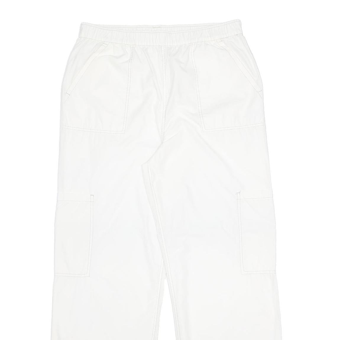 ASOS Womens White Relaxed Straight Trousers W34 L31 Casual Cotton Zip Pockets