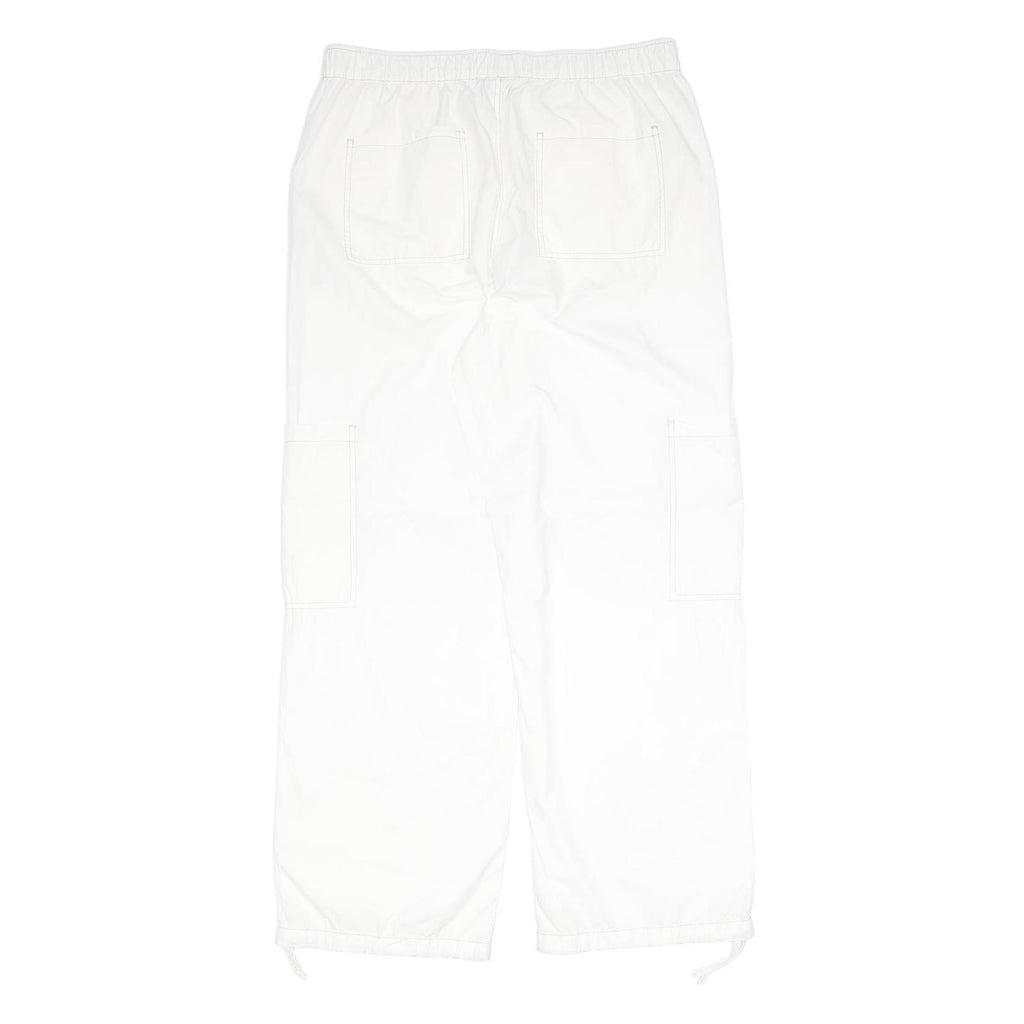 ASOS Womens White Relaxed Straight Trousers W34 L31 Casual Cotton Zip Pockets