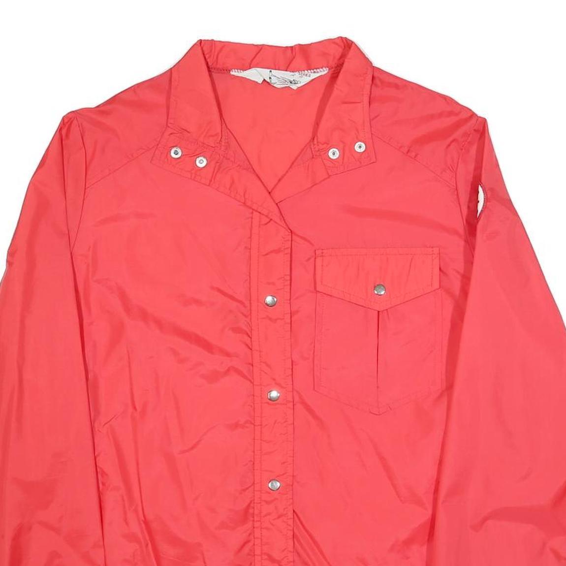 AMEREX Womens Red Nylon Button Jacket M Plain Lightweight Casual Outerwear
