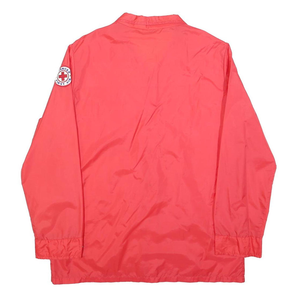 AMEREX Womens Red Nylon Button Jacket M Plain Lightweight Casual Outerwear