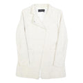 ZARA Womens White Cotton Blend Button Jacket M Woven Classic Tailored