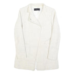 ZARA Womens White Cotton Blend Button Jacket M Woven Classic Tailored
