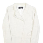 ZARA Womens White Cotton Blend Button Jacket M Woven Classic Tailored