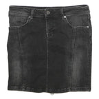 BURBERRY BRIT Womens Black Cotton Mini Denim Skirt UK 10 Zip Pockets Stylish