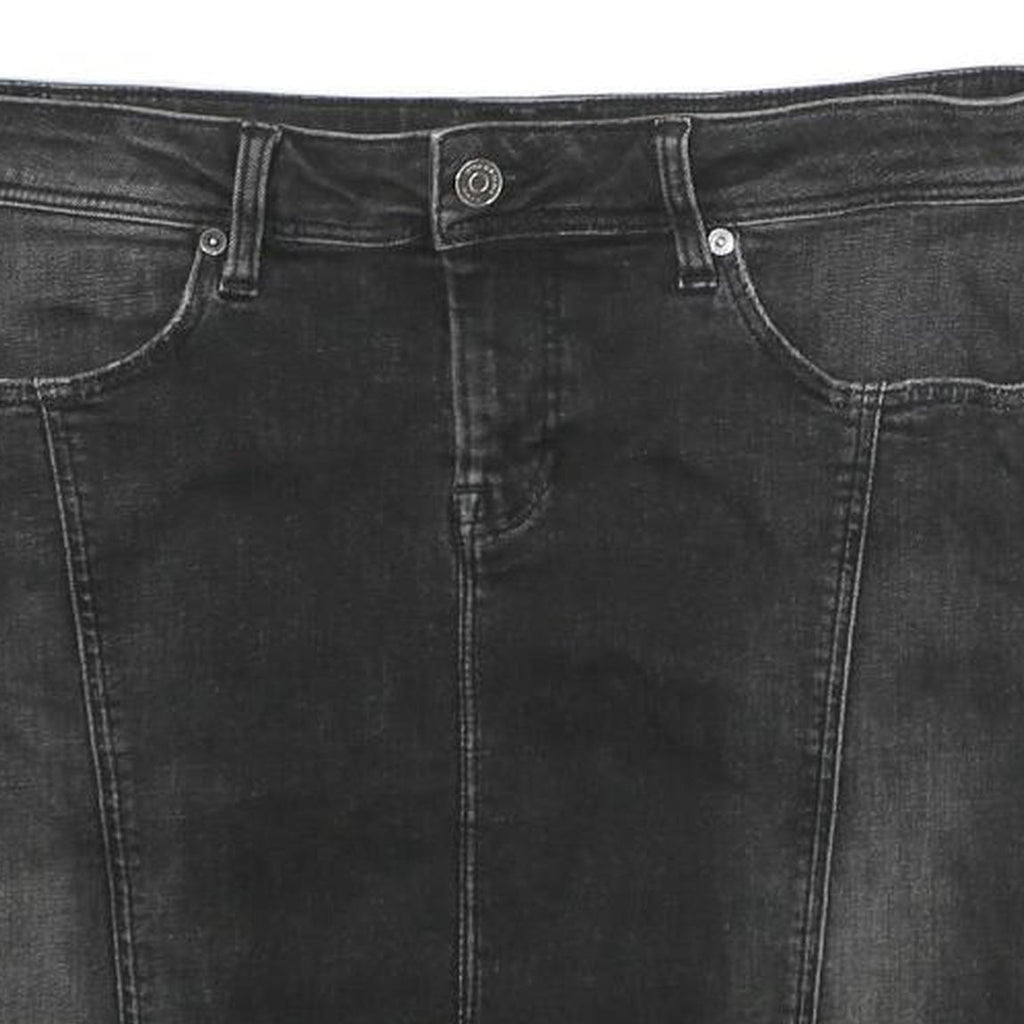 BURBERRY BRIT Womens Black Cotton Mini Denim Skirt UK 10 Zip Pockets Stylish