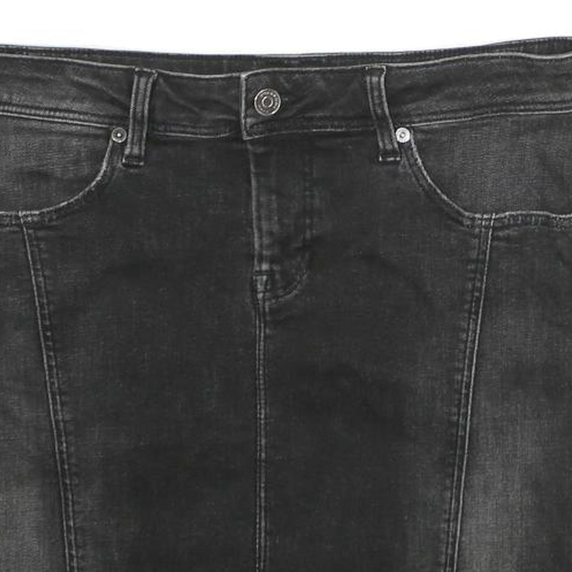 BURBERRY BRIT Womens Black Cotton Mini Denim Skirt UK 10 Zip Pockets Stylish