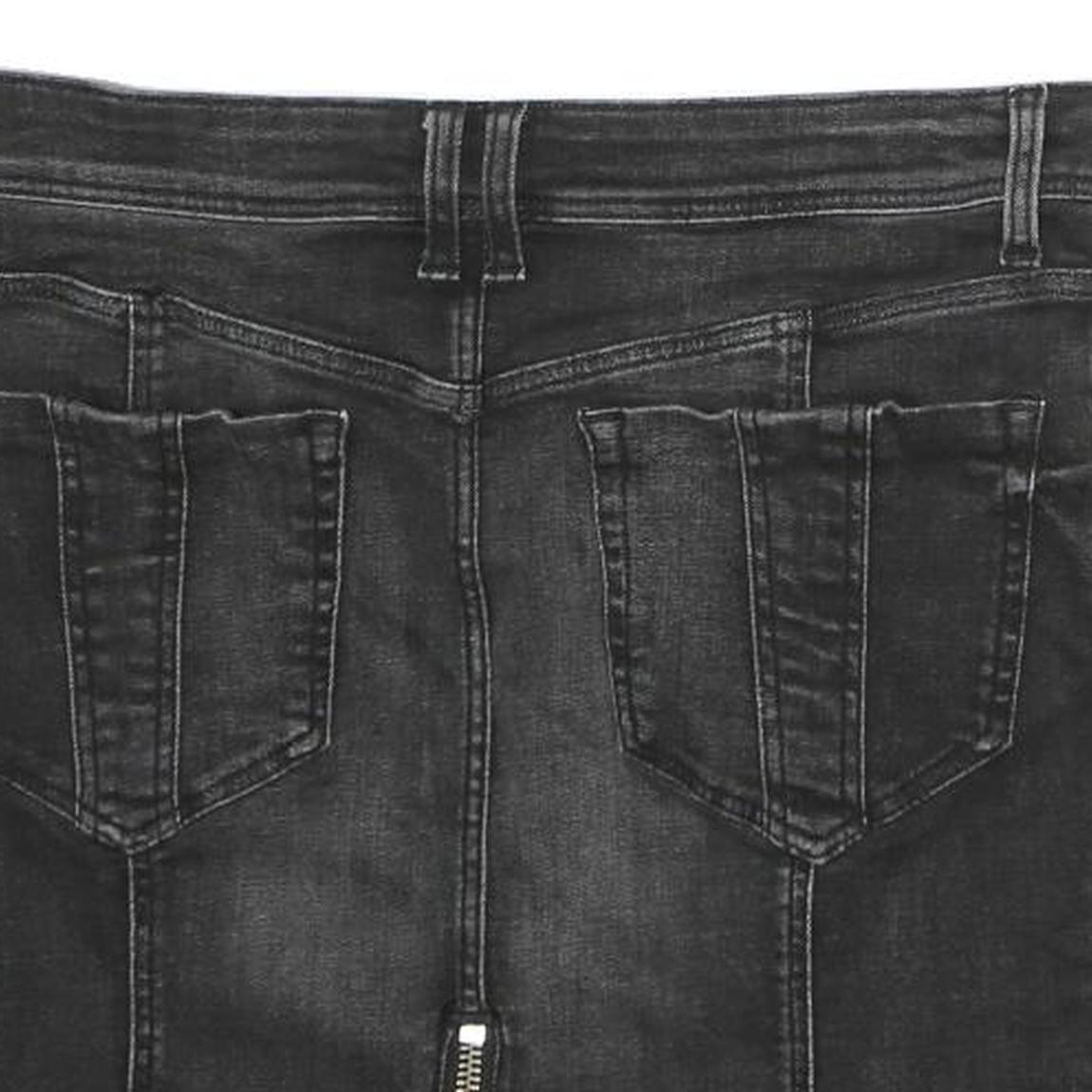BURBERRY BRIT Womens Black Cotton Mini Denim Skirt UK 10 Zip Pockets Stylish