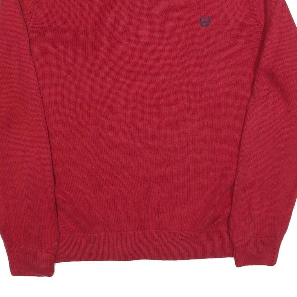 CHAPS Mens Red Classic Jumper V-Neck Basic Knit XL Cotton Blend Comfortable