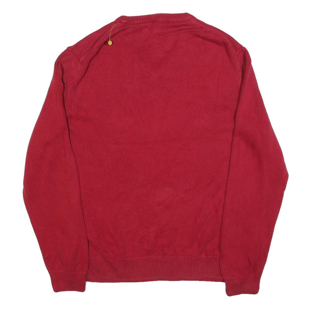 CHAPS Mens Red Classic Jumper V-Neck Basic Knit XL Cotton Blend Comfortable