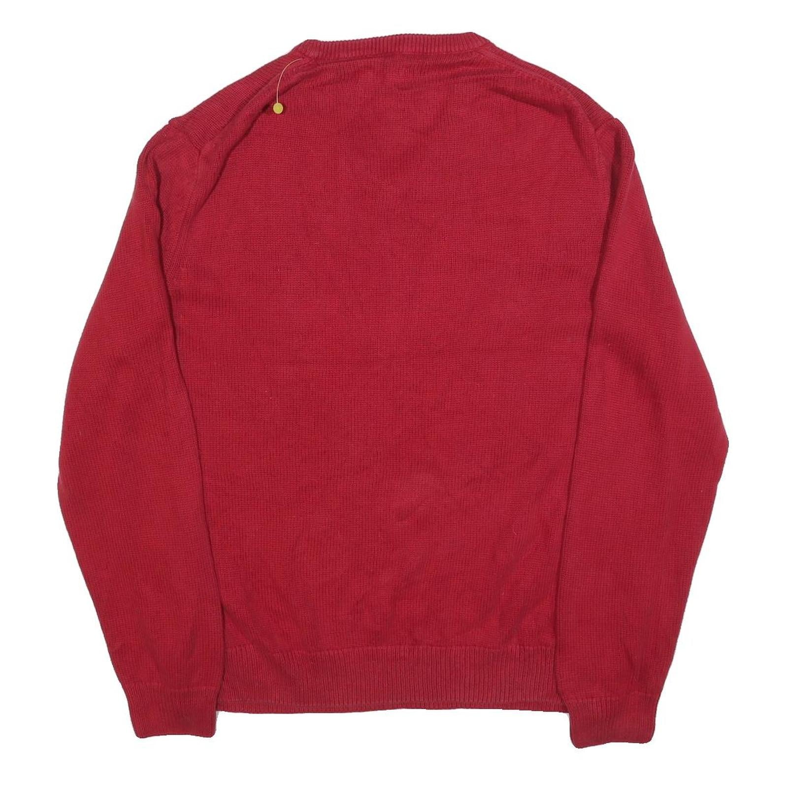 CHAPS Mens Red Classic Jumper V-Neck Basic Knit XL Cotton Blend Comfortable