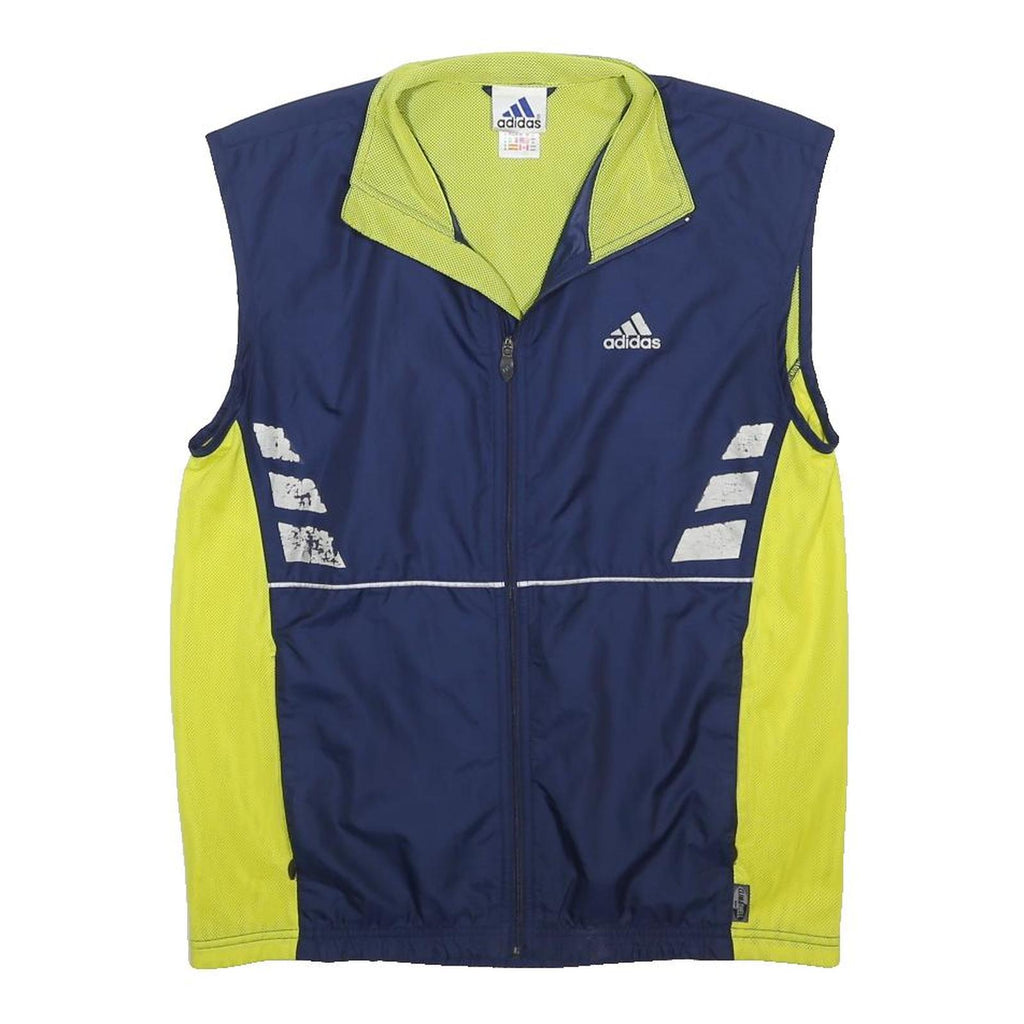 ADIDAS Mens Blue & Yellow Zip Jacket M Polyester Sports Fitness Casual