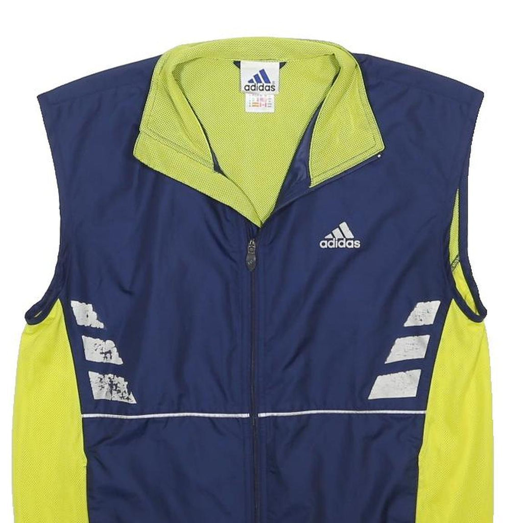 ADIDAS Mens Blue & Yellow Zip Jacket M Polyester Sports Fitness Casual