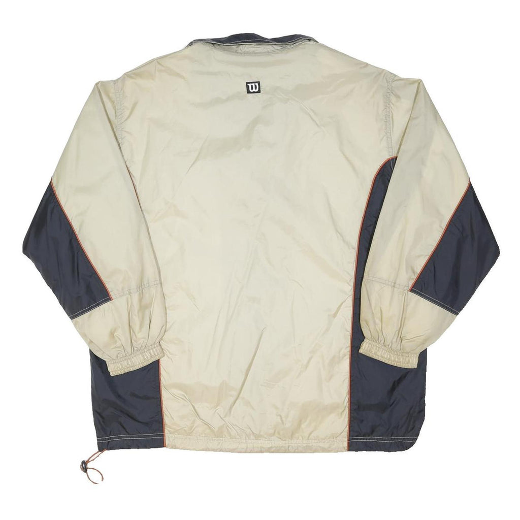 WILSON Mens Beige & Navy Windbreaker Jacket S Nylon Sports Casual Retro