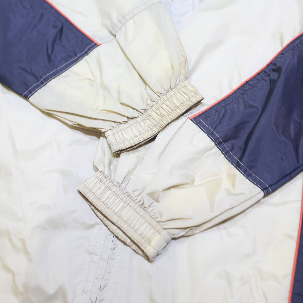 WILSON Mens Beige & Navy Windbreaker Jacket S Nylon Sports Casual Retro