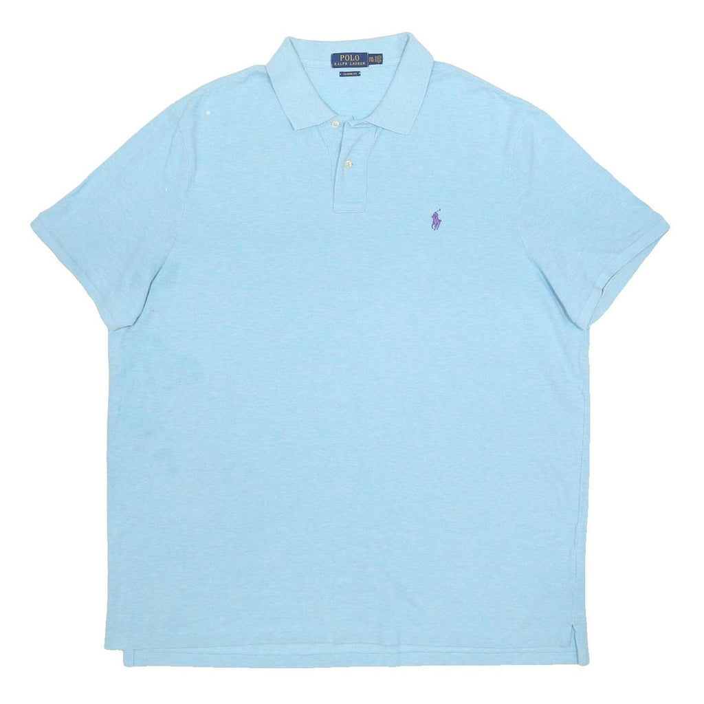 POLO RALPH LAUREN Mens Blue Short Sleeve Plain 2XL Cotton Polo Shirt Classic