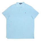 POLO RALPH LAUREN Mens Blue Short Sleeve Plain 2XL Cotton Polo Shirt Classic