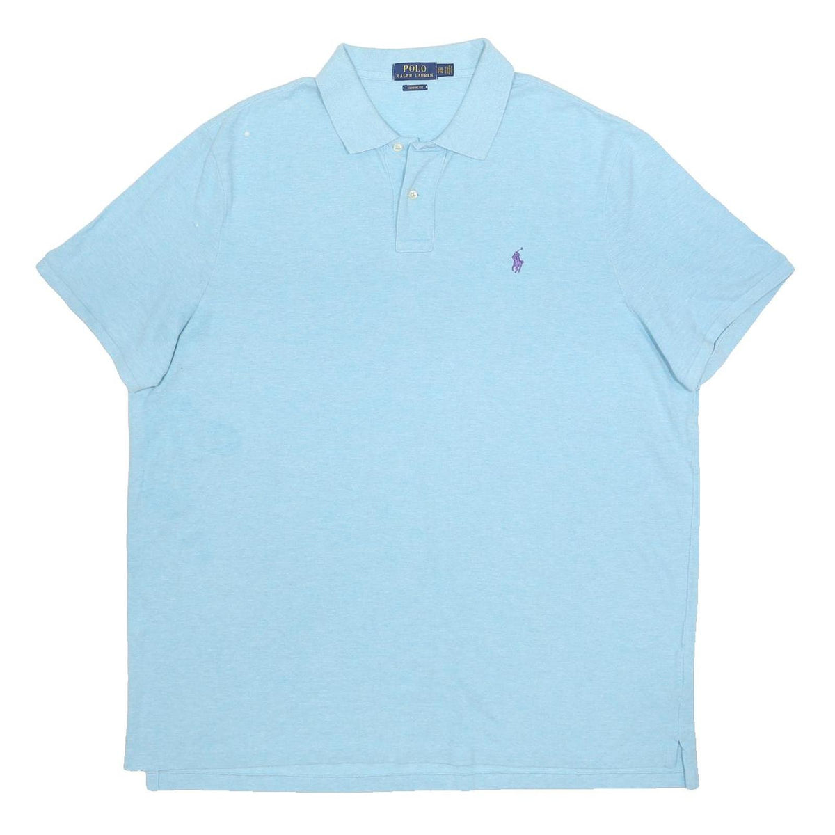 POLO RALPH LAUREN Mens Blue Short Sleeve Plain 2XL Cotton Polo Shirt Classic