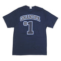 GILDAN Mens Blue Grandpa #1 Graphic T-Shirt L Short Sleeve Crew Neck Casual