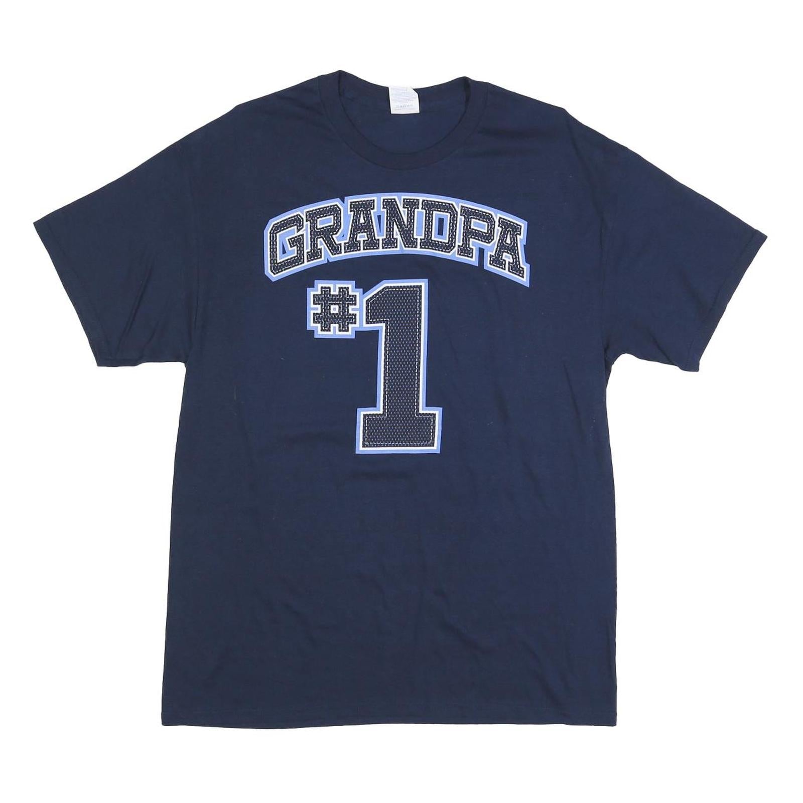 GILDAN Mens Blue Grandpa #1 Graphic T-Shirt L Short Sleeve Crew Neck Casual