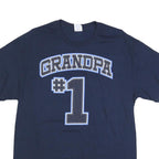 GILDAN Mens Blue Grandpa #1 Graphic T-Shirt L Short Sleeve Crew Neck Casual