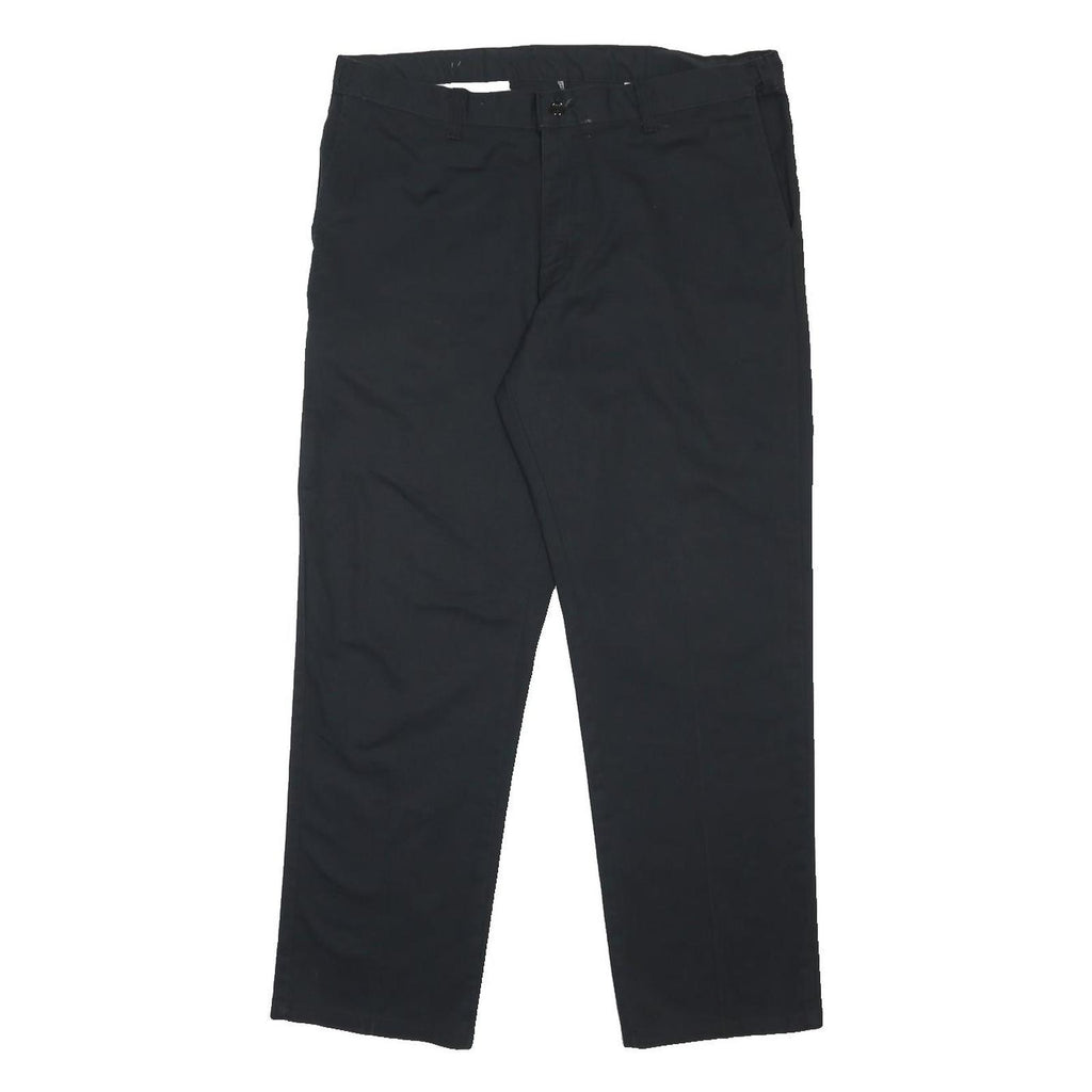 DICKIES Mens Black Cotton Blend Regular Straight Trousers W36 L30 Workwear Zip