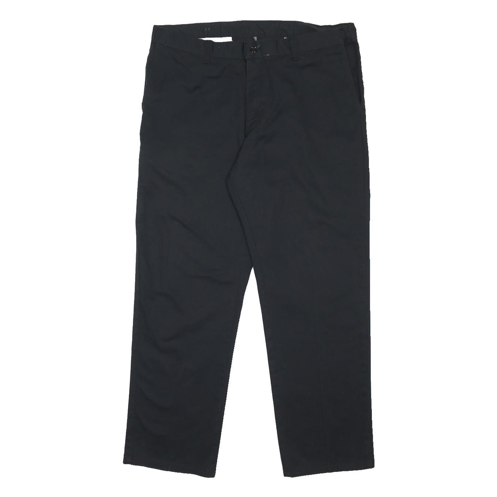 DICKIES Mens Black Cotton Blend Regular Straight Trousers W36 L30 Workwear Zip