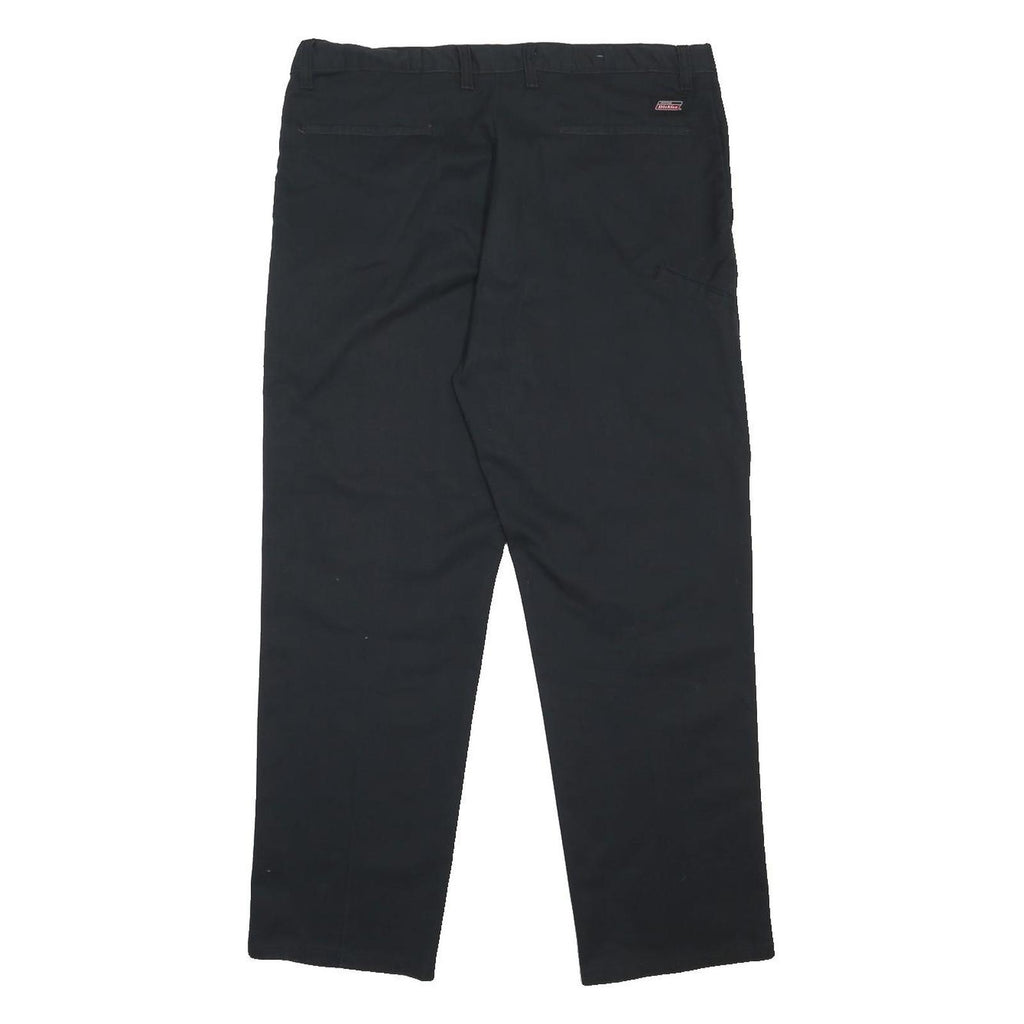 DICKIES Mens Black Cotton Blend Regular Straight Trousers W36 L30 Workwear Zip