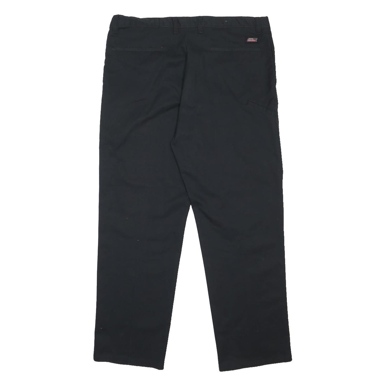 DICKIES Mens Black Cotton Blend Regular Straight Trousers W36 L30 Workwear Zip