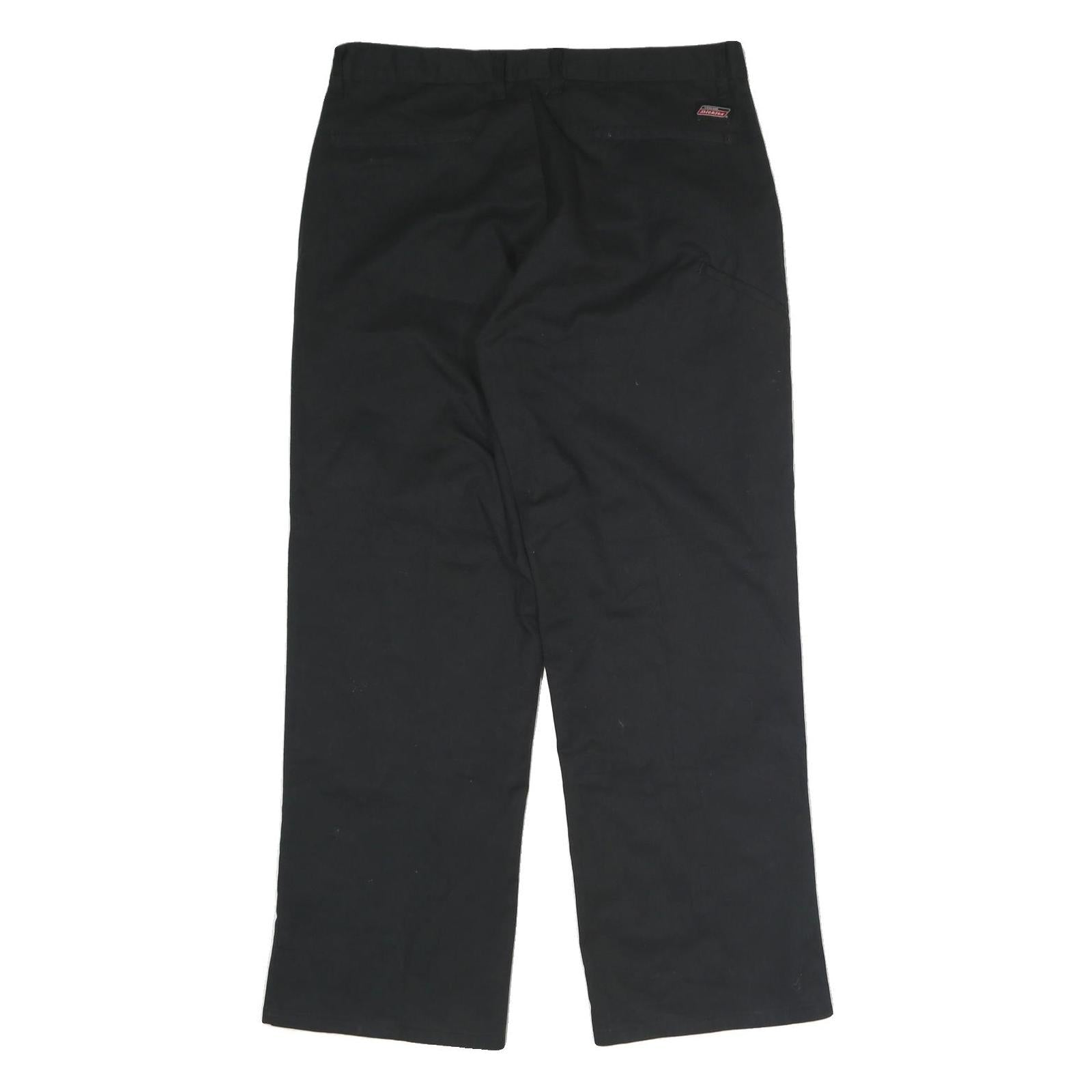 DICKIES Mens Cotton Black Regular Straight Trousers W32 L30 Workwear Zip Closure