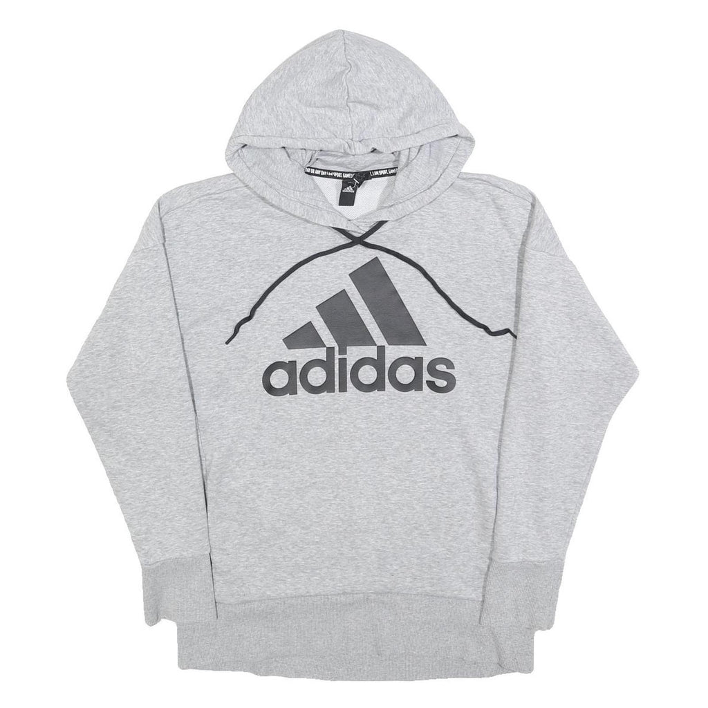 ADIDAS Womens Grey Hoodie S Cotton Blend Pullover Casual Sweatshirt