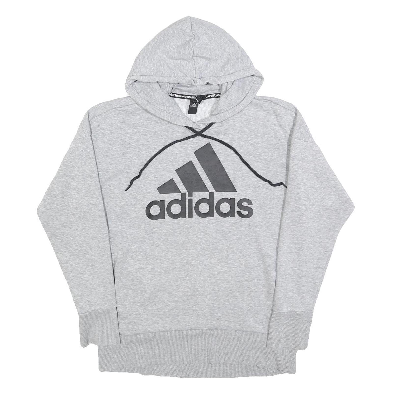 ADIDAS Womens Grey Hoodie S Cotton Blend Pullover Casual Sweatshirt