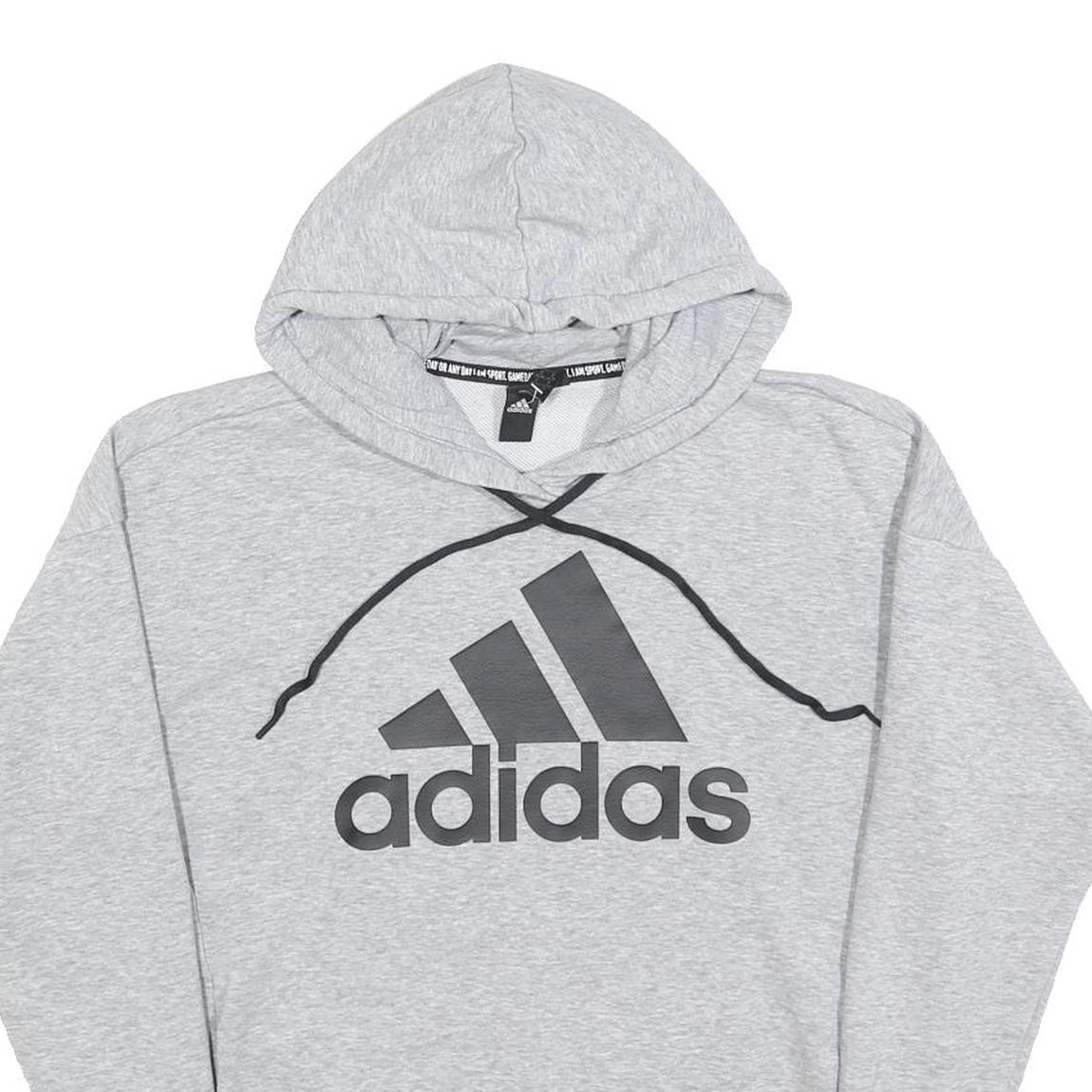 ADIDAS Womens Grey Hoodie S Cotton Blend Pullover Casual Sweatshirt