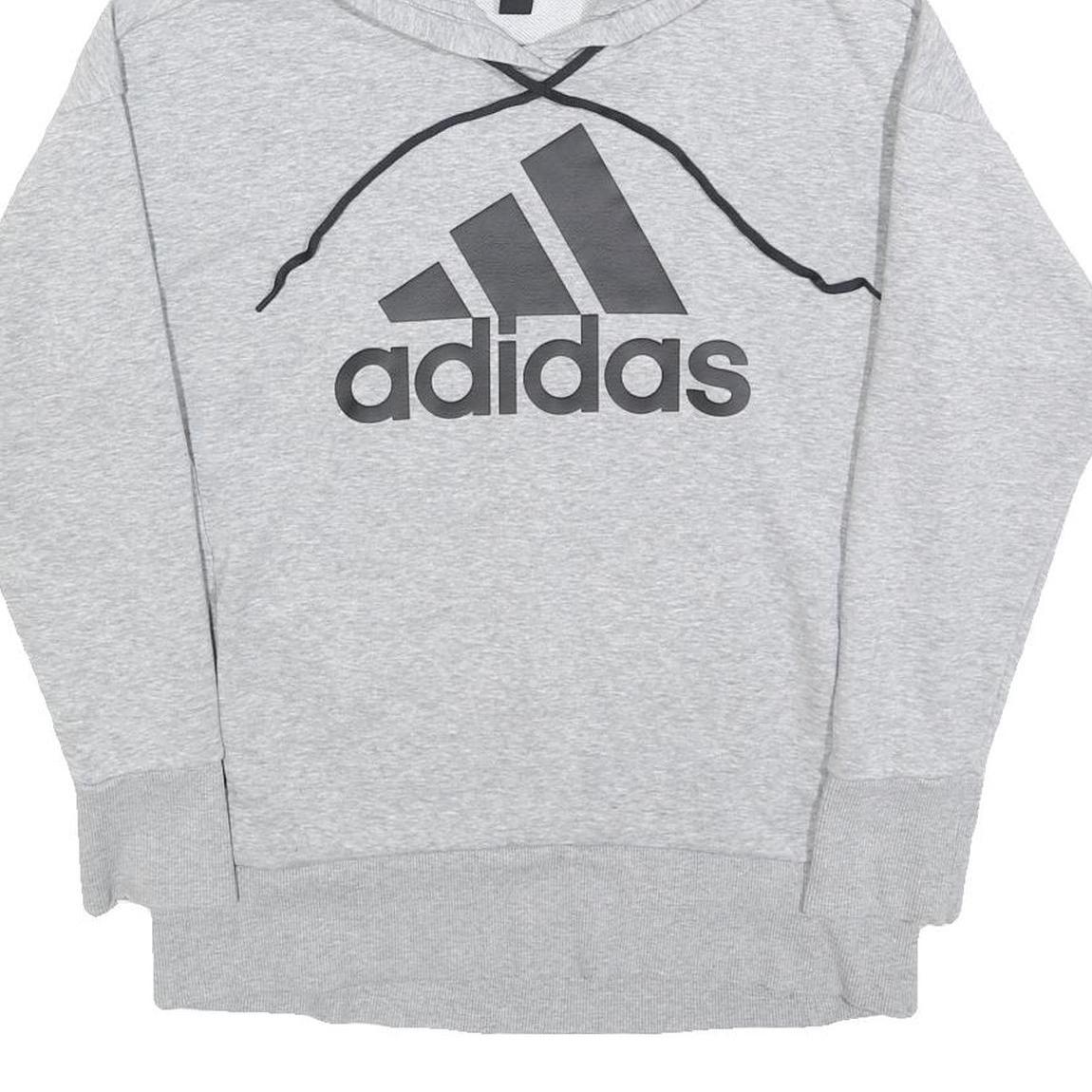 ADIDAS Womens Grey Hoodie S Cotton Blend Pullover Casual Sweatshirt