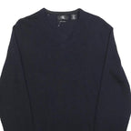 CALVIN KLEIN Mens Navy Plain V-Neck Basic Knit Jumper M Wool Classic Soft