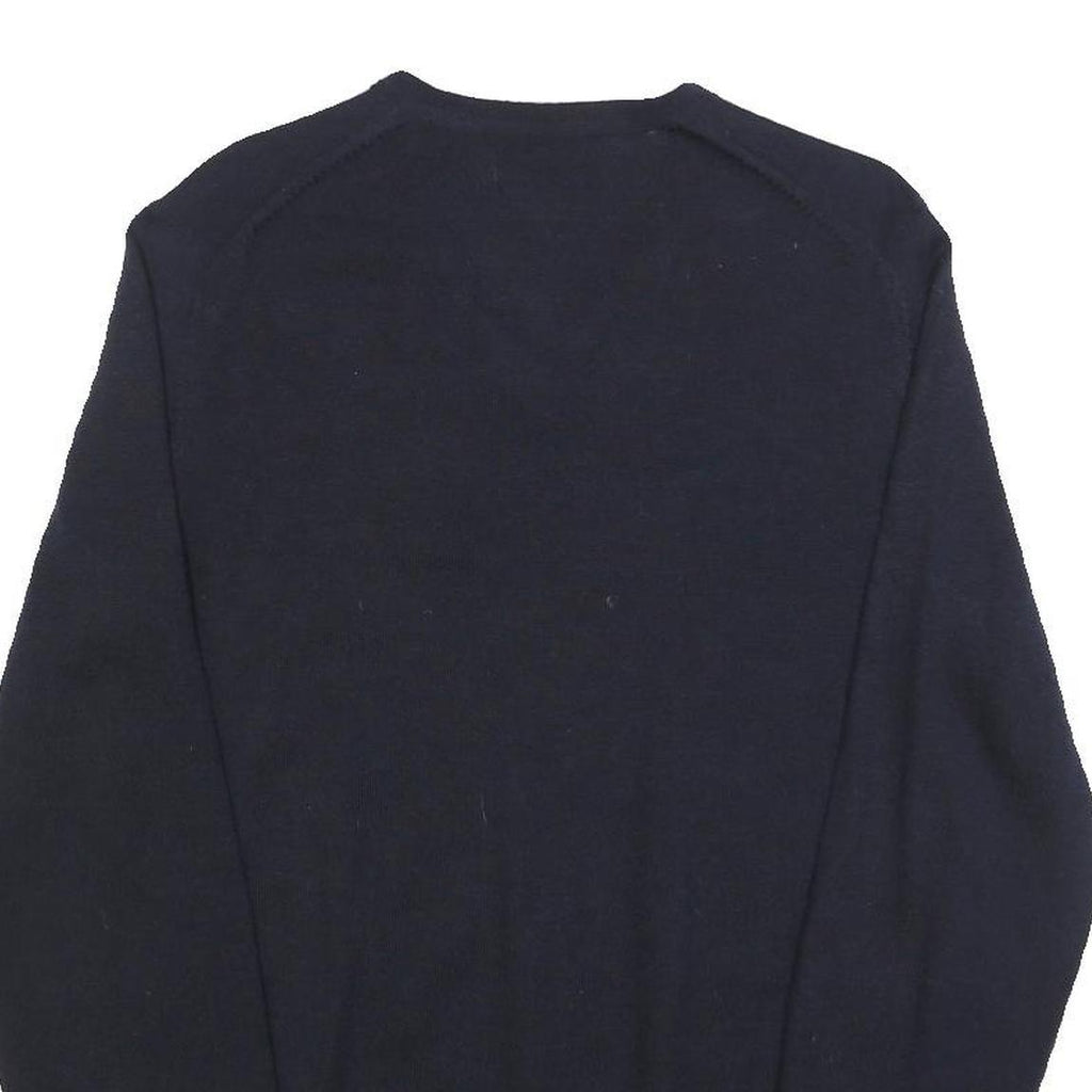 CALVIN KLEIN Mens Navy Plain V-Neck Basic Knit Jumper M Wool Classic Soft