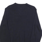 CALVIN KLEIN Mens Navy Plain V-Neck Basic Knit Jumper M Wool Classic Soft