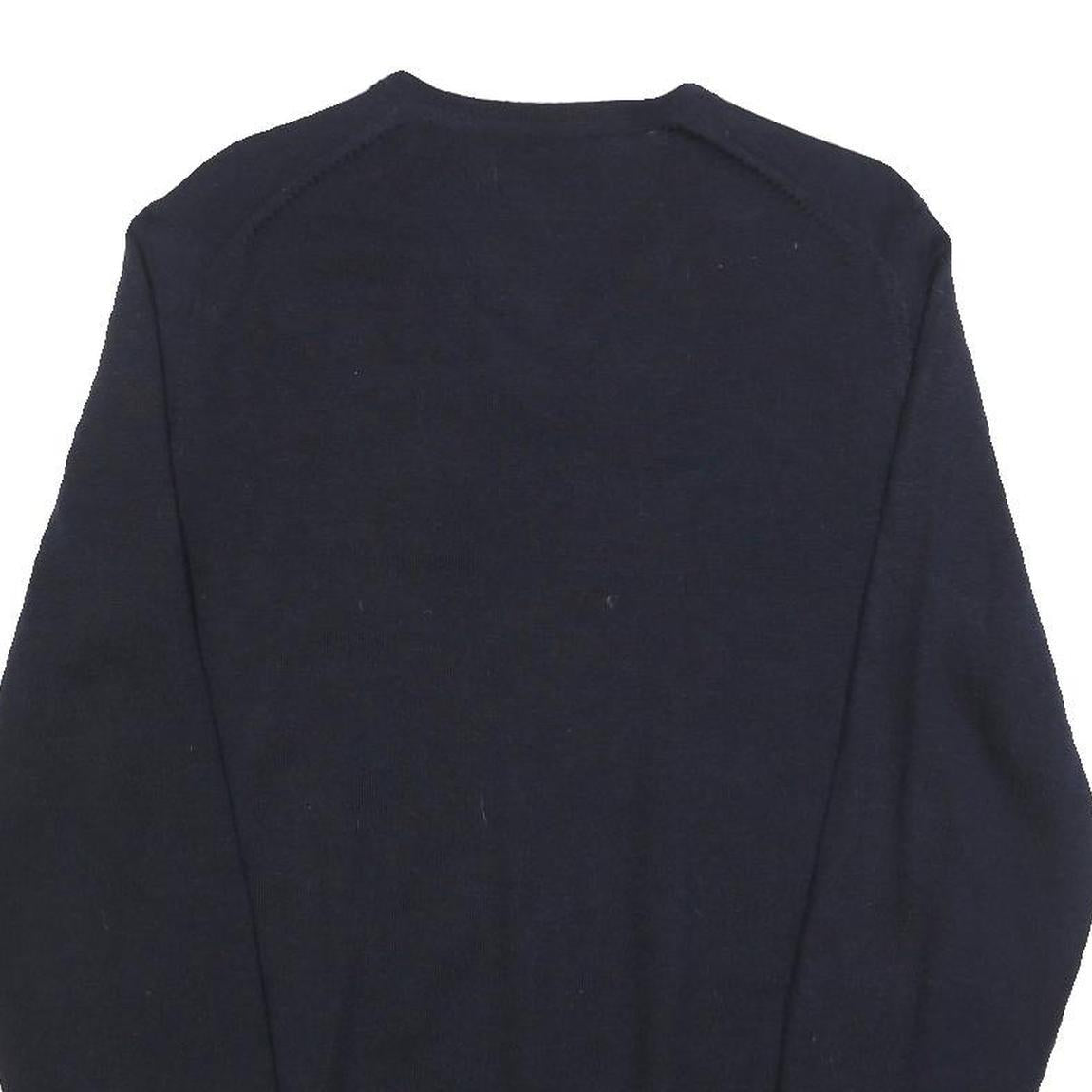 CALVIN KLEIN Mens Navy Plain V-Neck Basic Knit Jumper M Wool Classic Soft