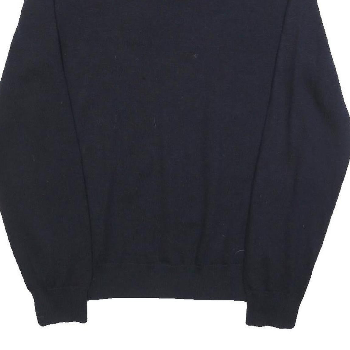 CALVIN KLEIN Mens Navy Plain V-Neck Basic Knit Jumper M Wool Classic Soft