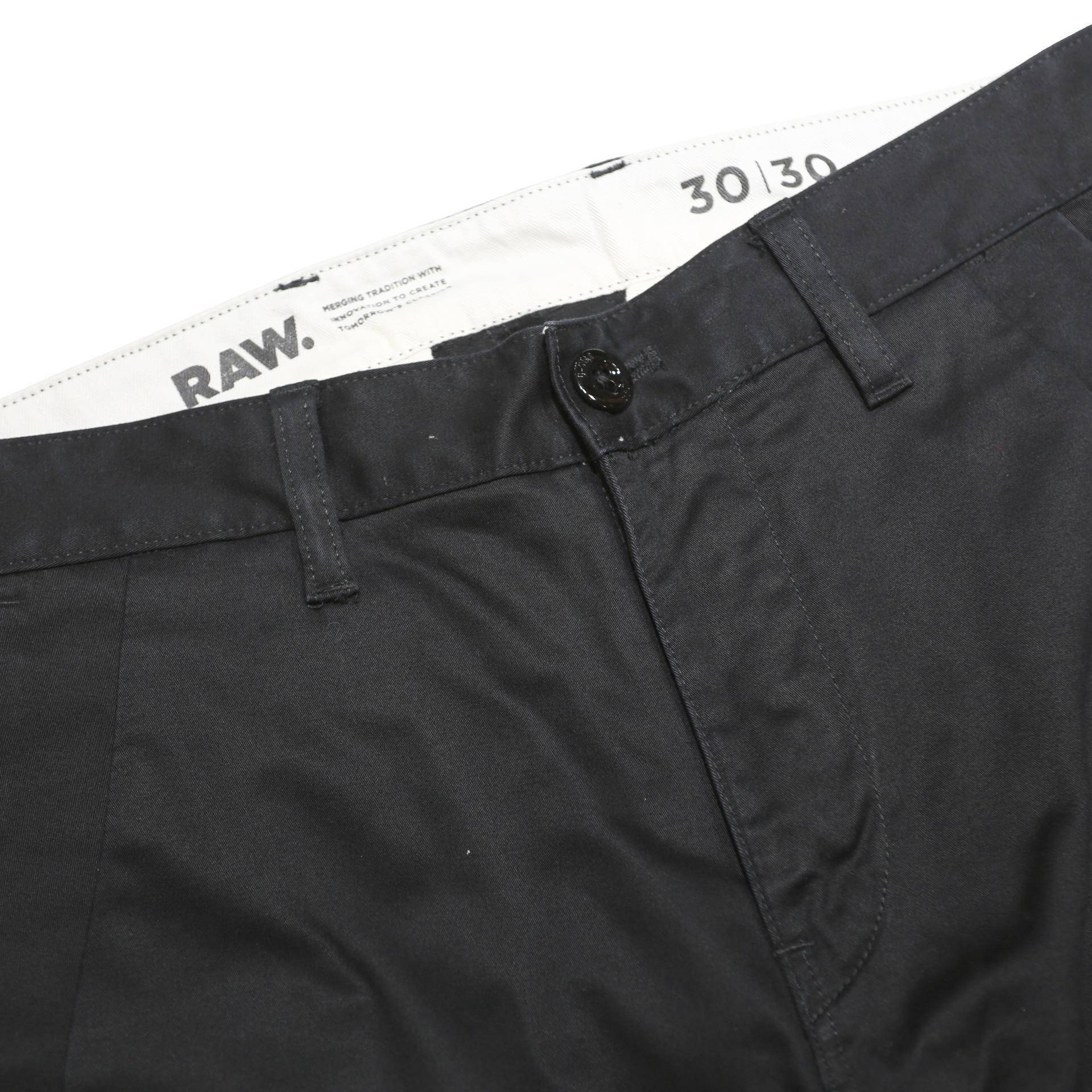 G-STAR Mens Cotton Blend Black Slim Straight Trousers W30 L30 Stylish Zip