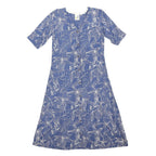 WEIRD FISH Womens Blue & White Floral Day Cotton Blend Midi Dress M Button