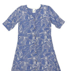 WEIRD FISH Womens Blue & White Floral Day Cotton Blend Midi Dress M Button