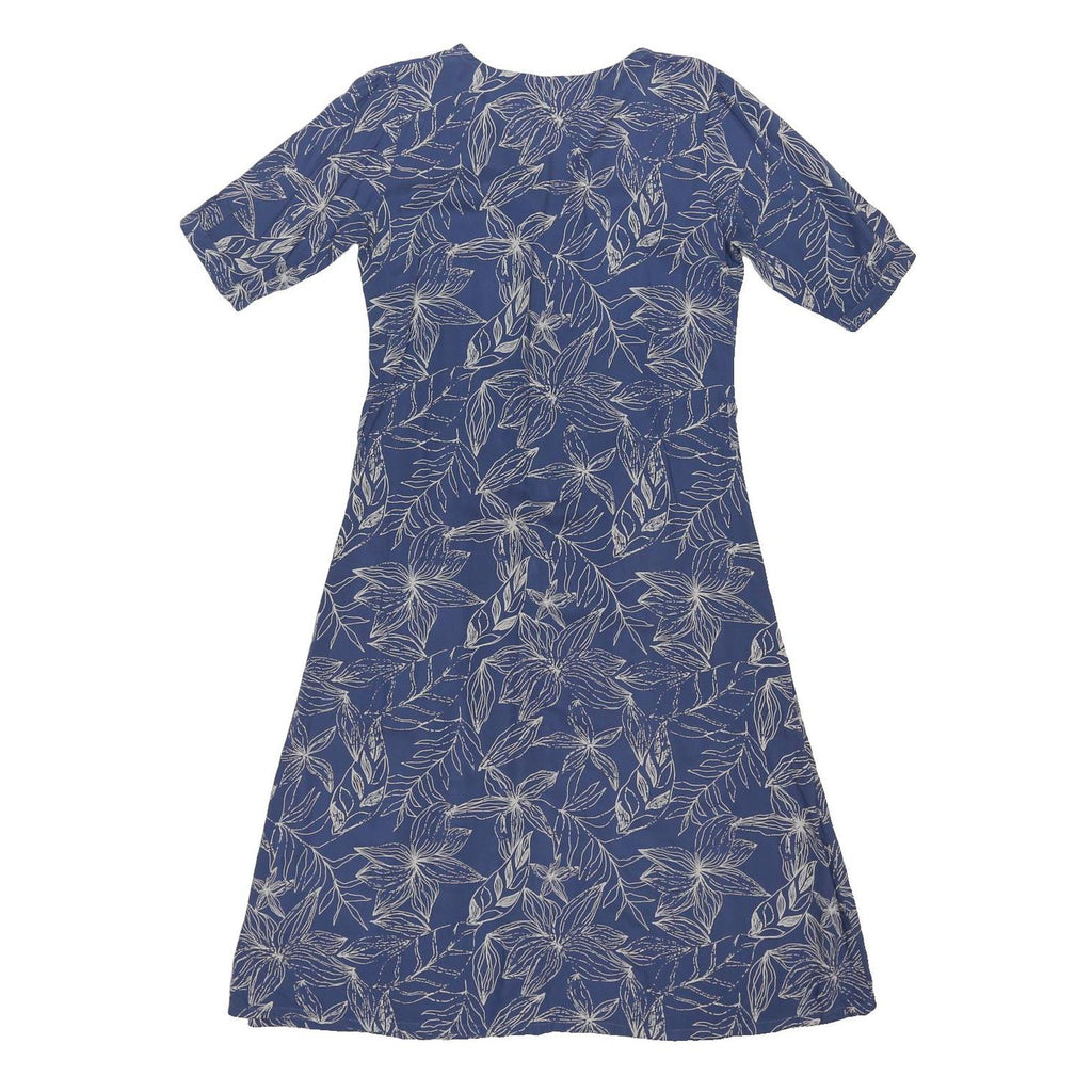 WEIRD FISH Womens Blue & White Floral Day Cotton Blend Midi Dress M Button