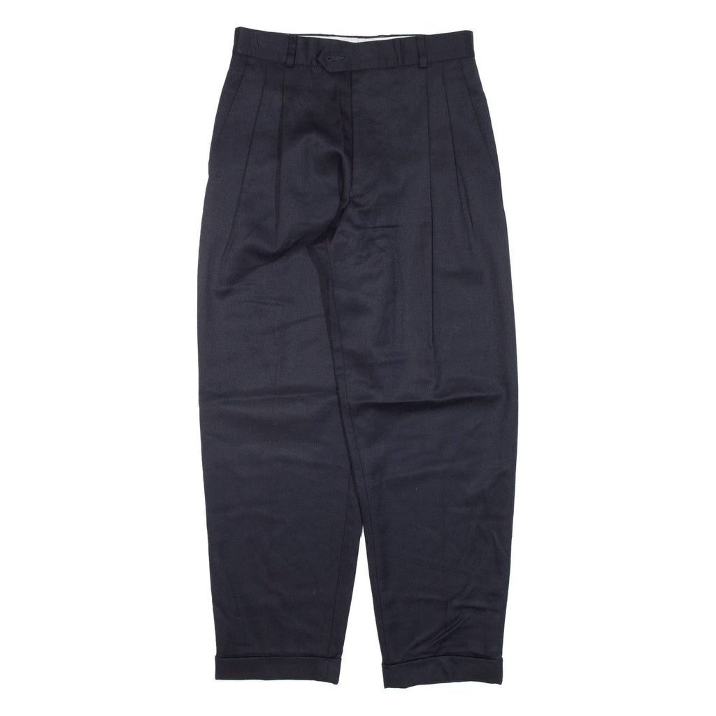 JUNIORS CLUB Pleated Boys Trousers Blue Relaxed Tapered Wool W26 L26