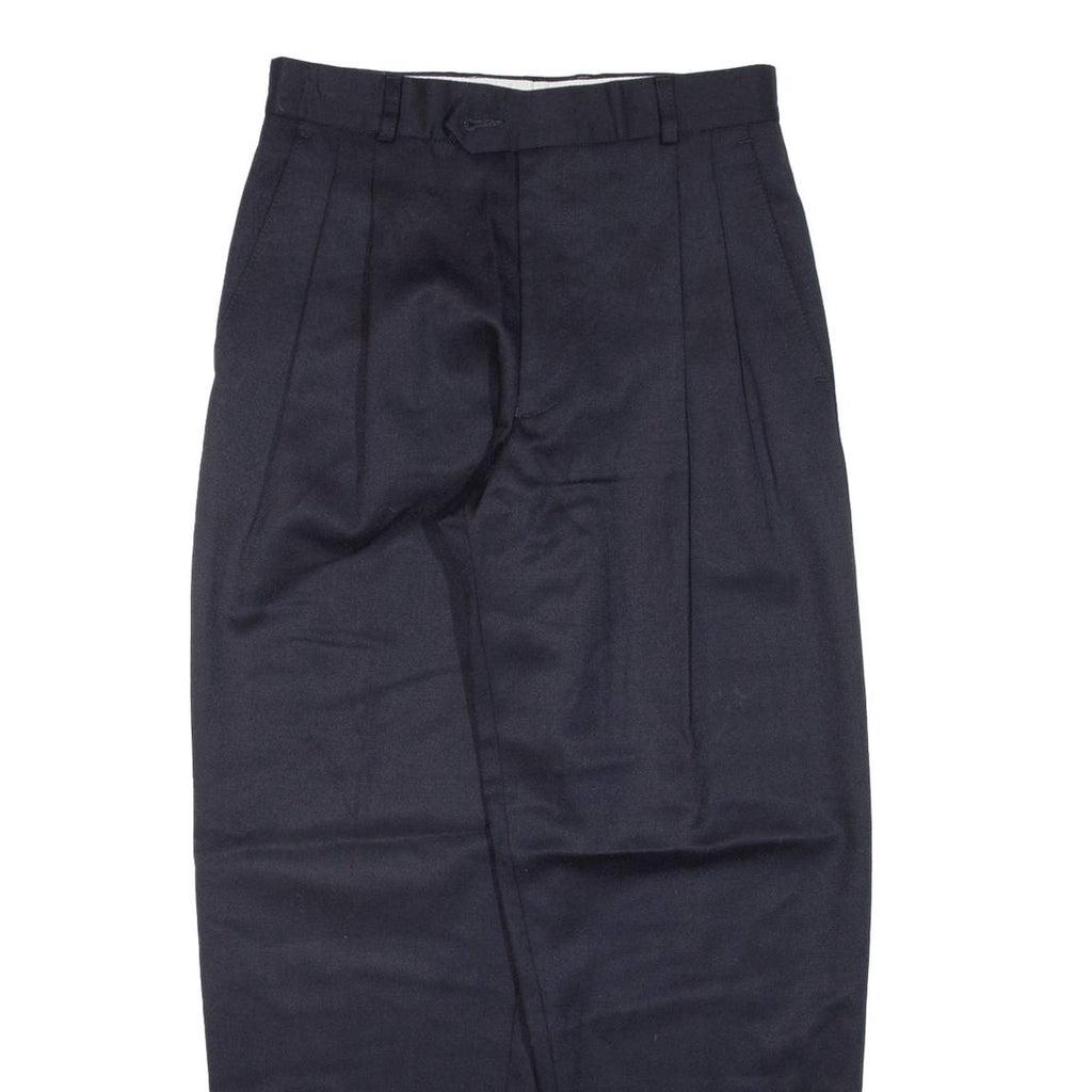 JUNIORS CLUB Pleated Boys Trousers Blue Relaxed Tapered Wool W26 L26