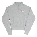 CHAMPION Womens Grey Quarter Zip S Logo Sweatshirt Cotton Blend Pullover