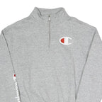 CHAMPION Womens Grey Quarter Zip S Logo Sweatshirt Cotton Blend Pullover