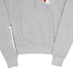 CHAMPION Womens Grey Quarter Zip S Logo Sweatshirt Cotton Blend Pullover