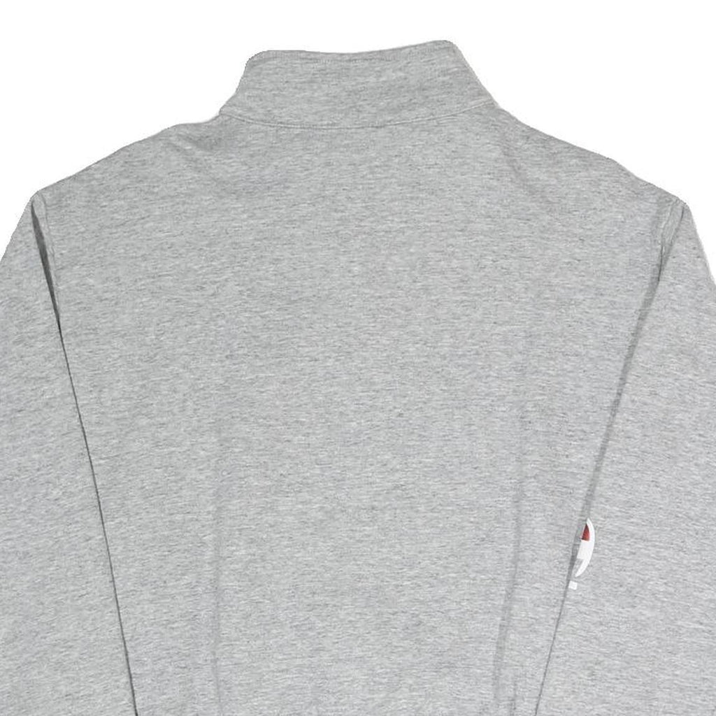 CHAMPION Womens Grey Quarter Zip S Logo Sweatshirt Cotton Blend Pullover