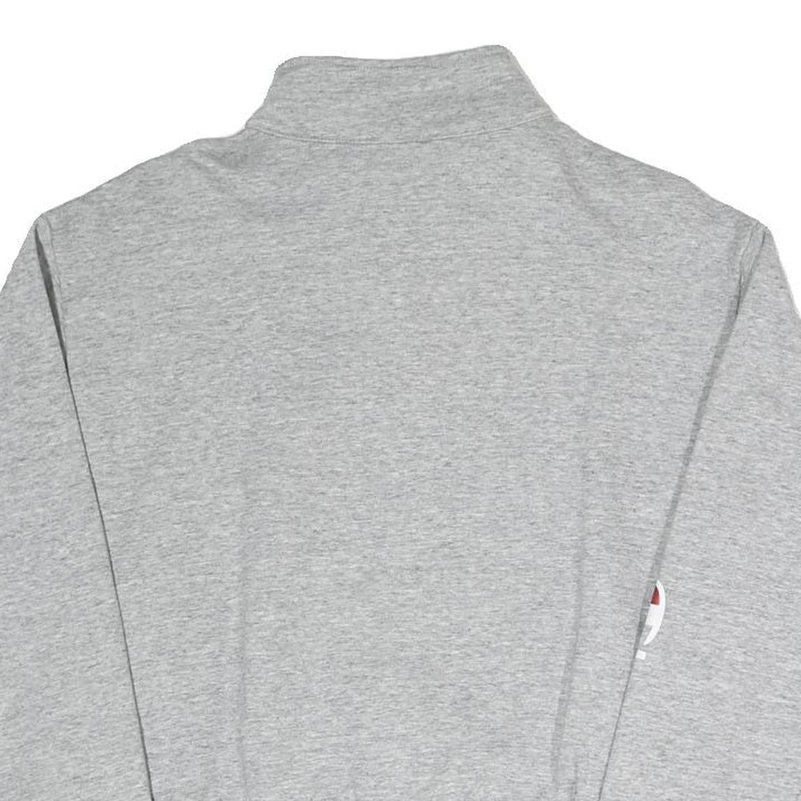 CHAMPION Womens Grey Quarter Zip S Logo Sweatshirt Cotton Blend Pullover