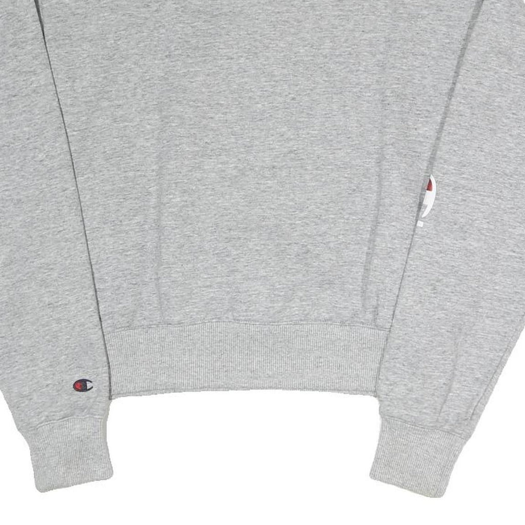 CHAMPION Womens Grey Quarter Zip S Logo Sweatshirt Cotton Blend Pullover